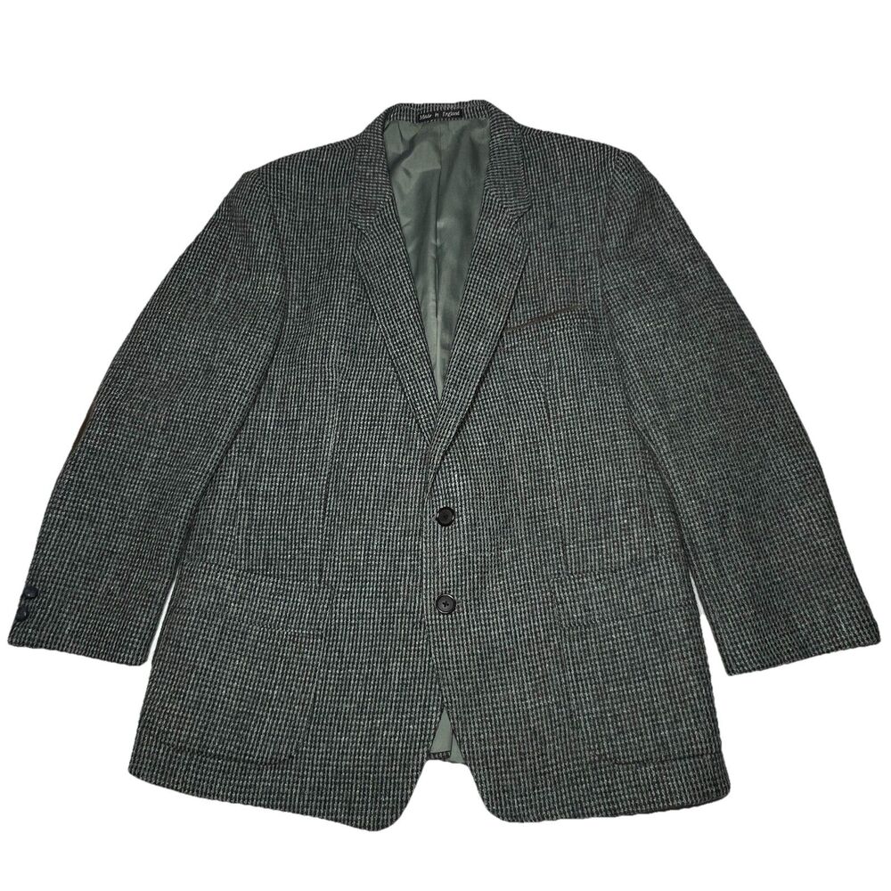 Harris Tweed Blazer Mens 46 Jacket Scottish Wool PITLOCHRY Knitwear Elbow Patch